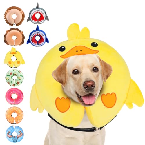 Inflatable Dog Cone Collar Alternative After Surgery (Duck Yellow / L (Neck:16-18in))