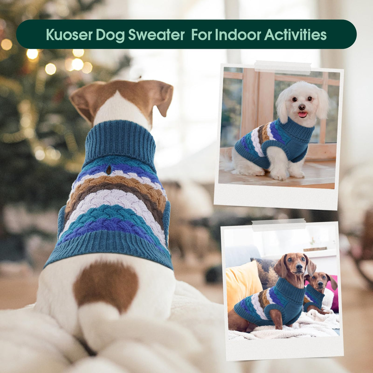 Dog Sweater Thermal Knit Winter Clothes for Large Dogs (XX-Large (Chest: 23.6''; Weight: 23 - 35LB) / Blue)