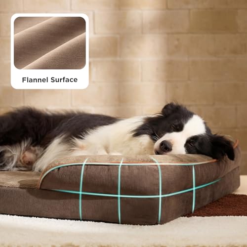 Orthopedic Dog Beds Large Sized Dog Washable Original Design (Brown / 35"l X 25"w X 6.5"th)