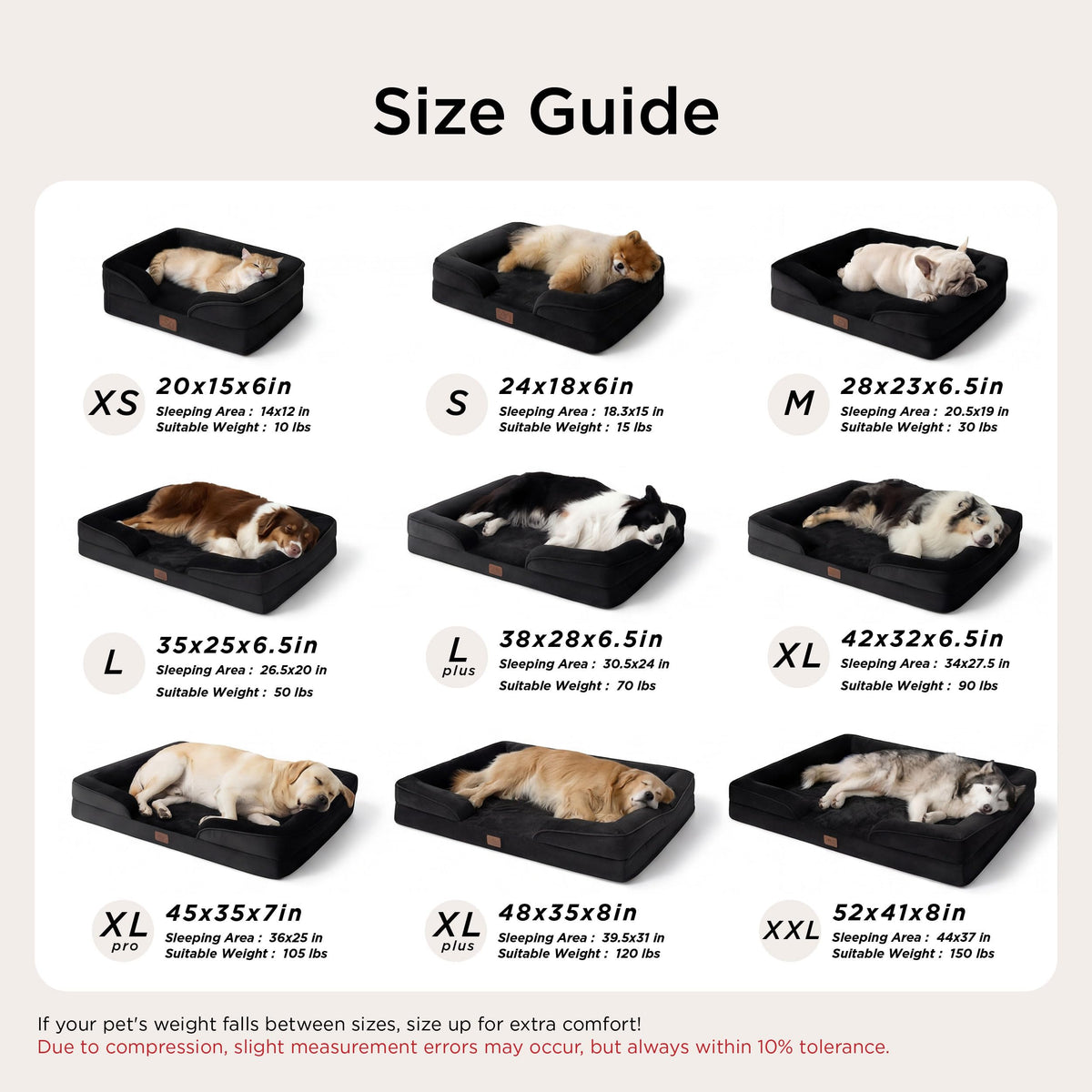 Orthopedic XL Pro Dog Bed Extra Large Washable Original Design (Black / 45"l X 35"w X 7"th)