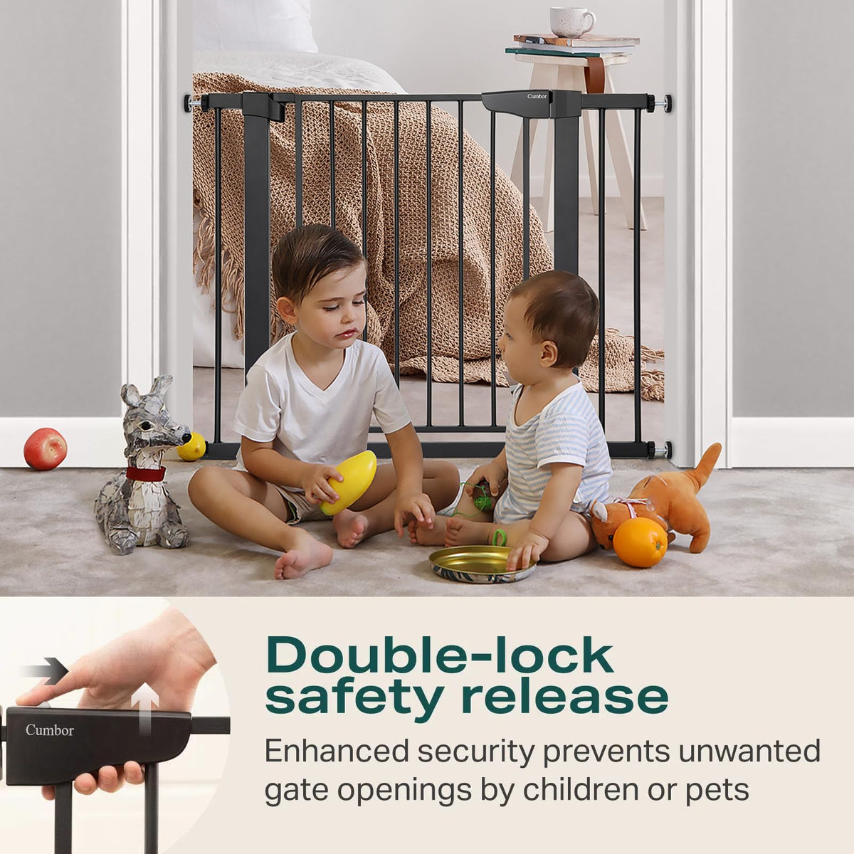 36 in Extra Tall Baby Gate for Doorways (Black / 30-40.6"W x 36"H)