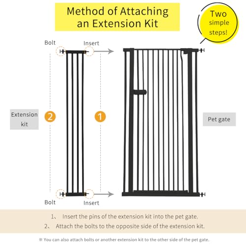 Extra Tall Cat Gate Extension Kit 61.02" High 8.27" Wide Black (61.02" H-black / 8.27" W, Extension)