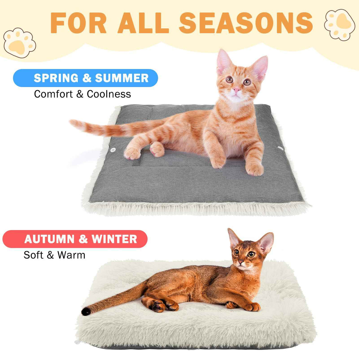 Self Warming Cat Bed (White / M: 20"x24")