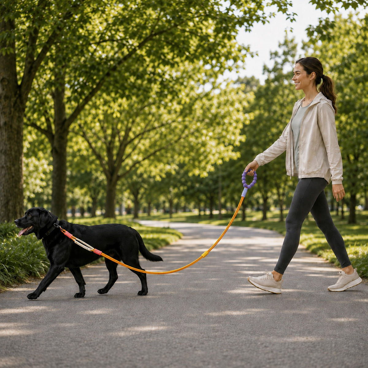 Hands Free Dog Leash (yellow-orange / 4.5 FT)