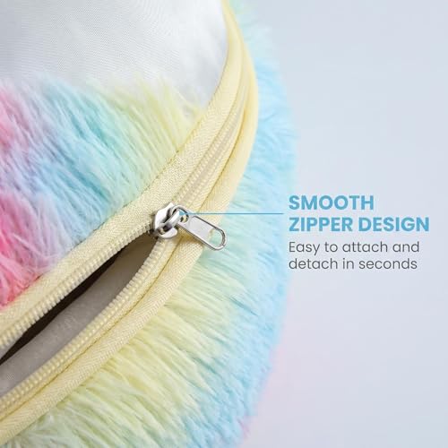 2-in-1 Convertible Cat & Dog Bed Cave with Removable Zipper Hood, Converts to Calming Donut Bed, Reversible Plush & Cooling Ice Silk Cushion (Rainbow Color, 19.7 in Small Size) (Rainbow Color / 19.7 in Small Size)