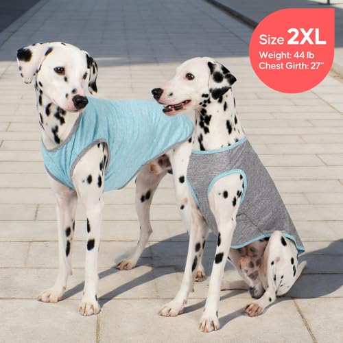 2Pack Dog Shirt for Medium Dogs Sun Protection Tank Top for Summer (XX-Large (40-55lbs) / 7# 2Pack (Grey+Sky Blue))