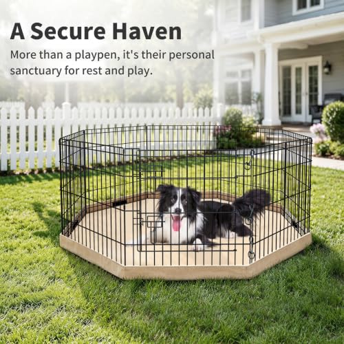 Foldable Metal Dog Exercise Pen (Tan / 36''H)