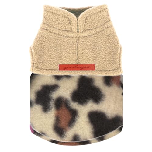 Dog Sweaters for Small Dogs Girl Boy Fleece Puppy Sweater Warm Soft Pet Holiday Clothes for Cats Dogs Chihuahua Sweatshirt Outfit (Light Leopard / Small (Chest 15in ))