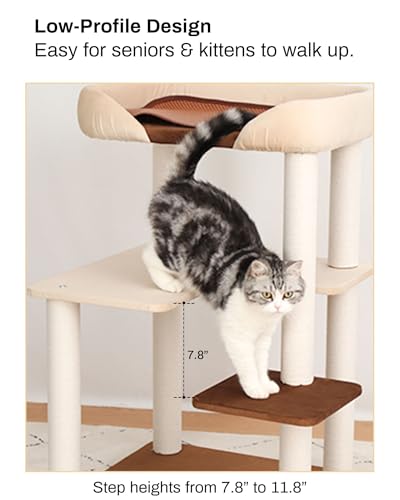 37.5" Cat Tree Tower for Large & Senior Cats (Cream 37.4'')