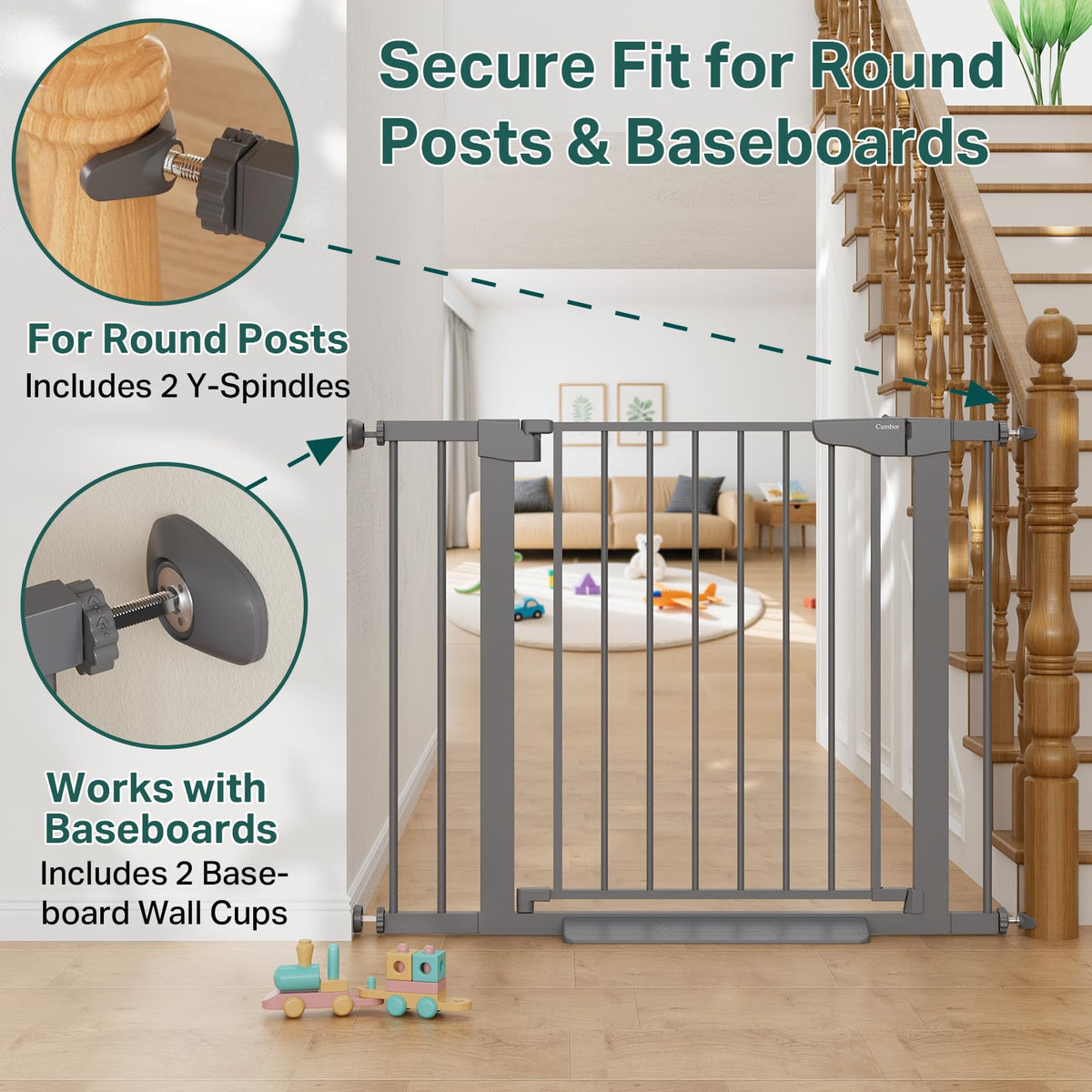 30 40.6 in Baby Gate for Stairs and Doorways (Cool Gray / 30-40.6"W x 30.5"H)