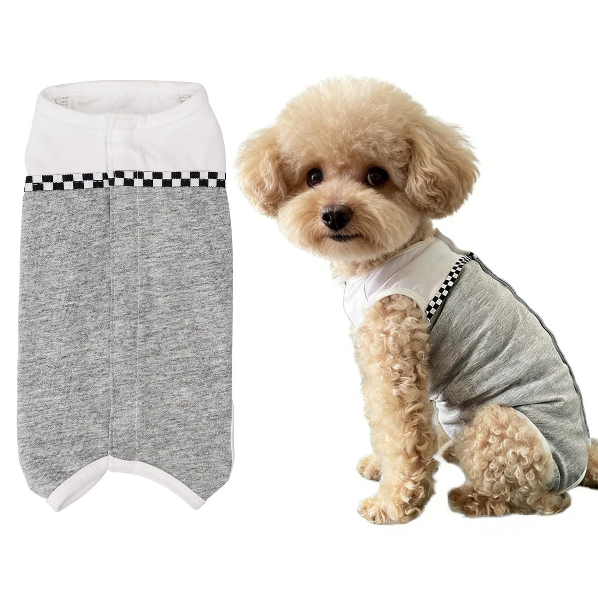 Dog Surgical Suit (Large / grey and white)