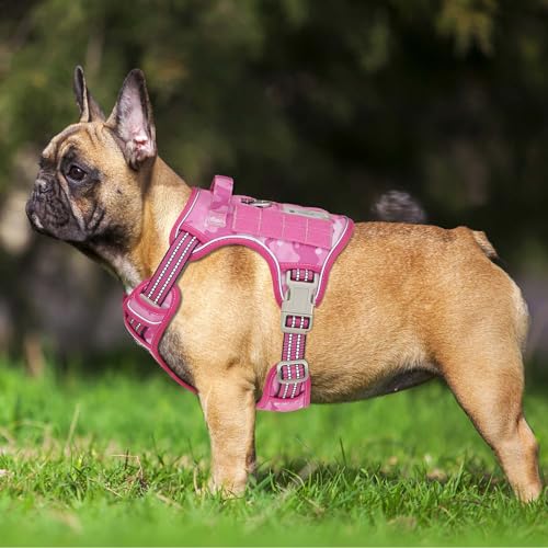 Tactical No Pull Dog Harness with Leash (Pink Camo / Small)
