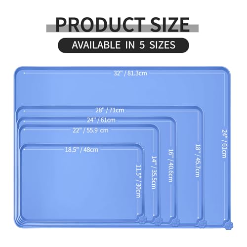 Silicone Pet Feeding Mat (Blue / 22" x 14")