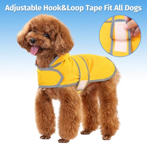 Dog Raincoat Waterproof Dog Rain Jacket with Hood (Yellow / Small)