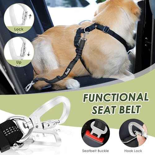 Dog Seat Belt and Harness for Car (Grey / Small)