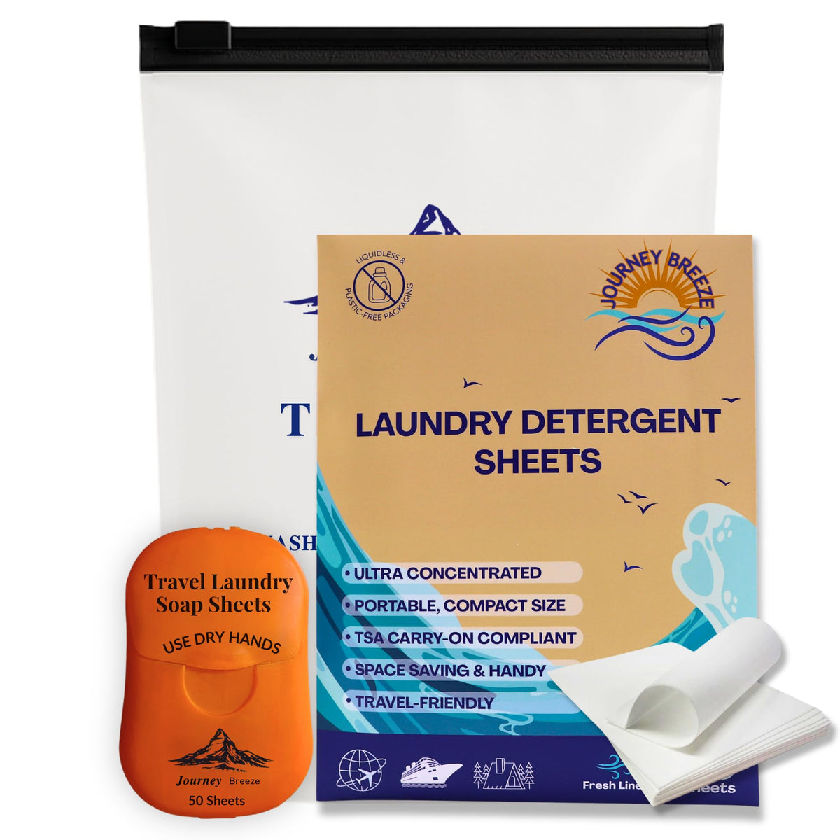 Travel Laundry Detergent Sheets Bundle (Pocket Sheets (50) + Machine Wash Backup Sheets (20))