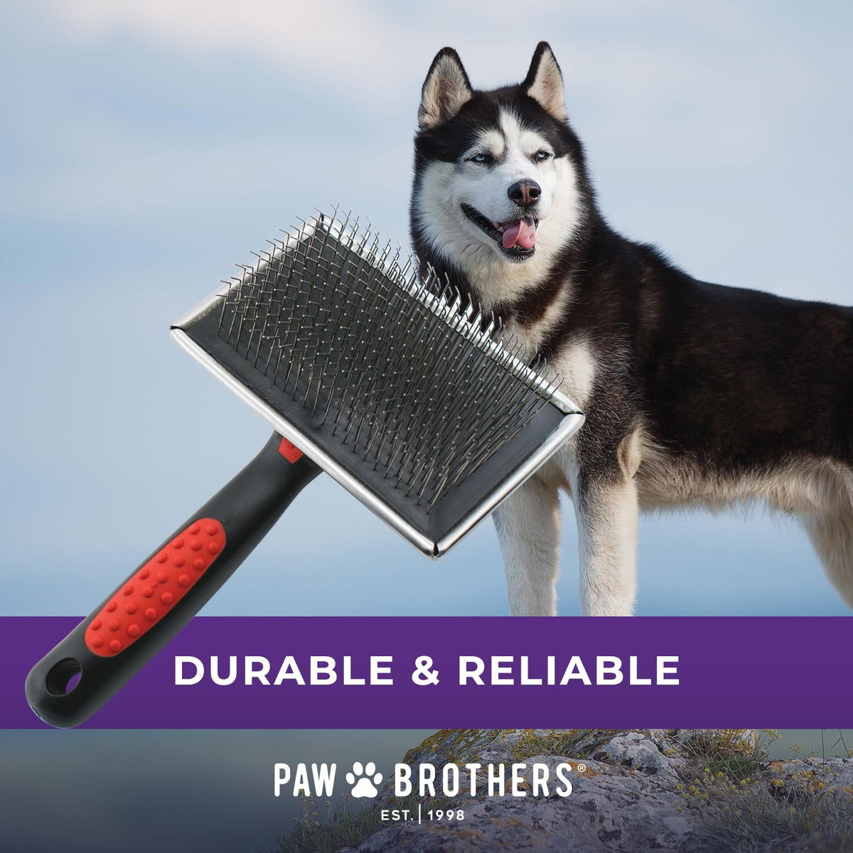 Paw Brothers Professional Grade Extra Long Slicker Brush (Extra Long Hard Pin)