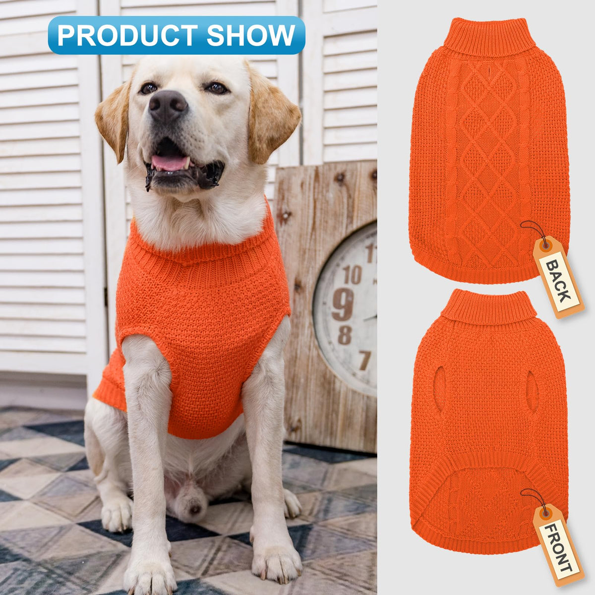 Turtleneck Dog Sweater (Medium / Orange)