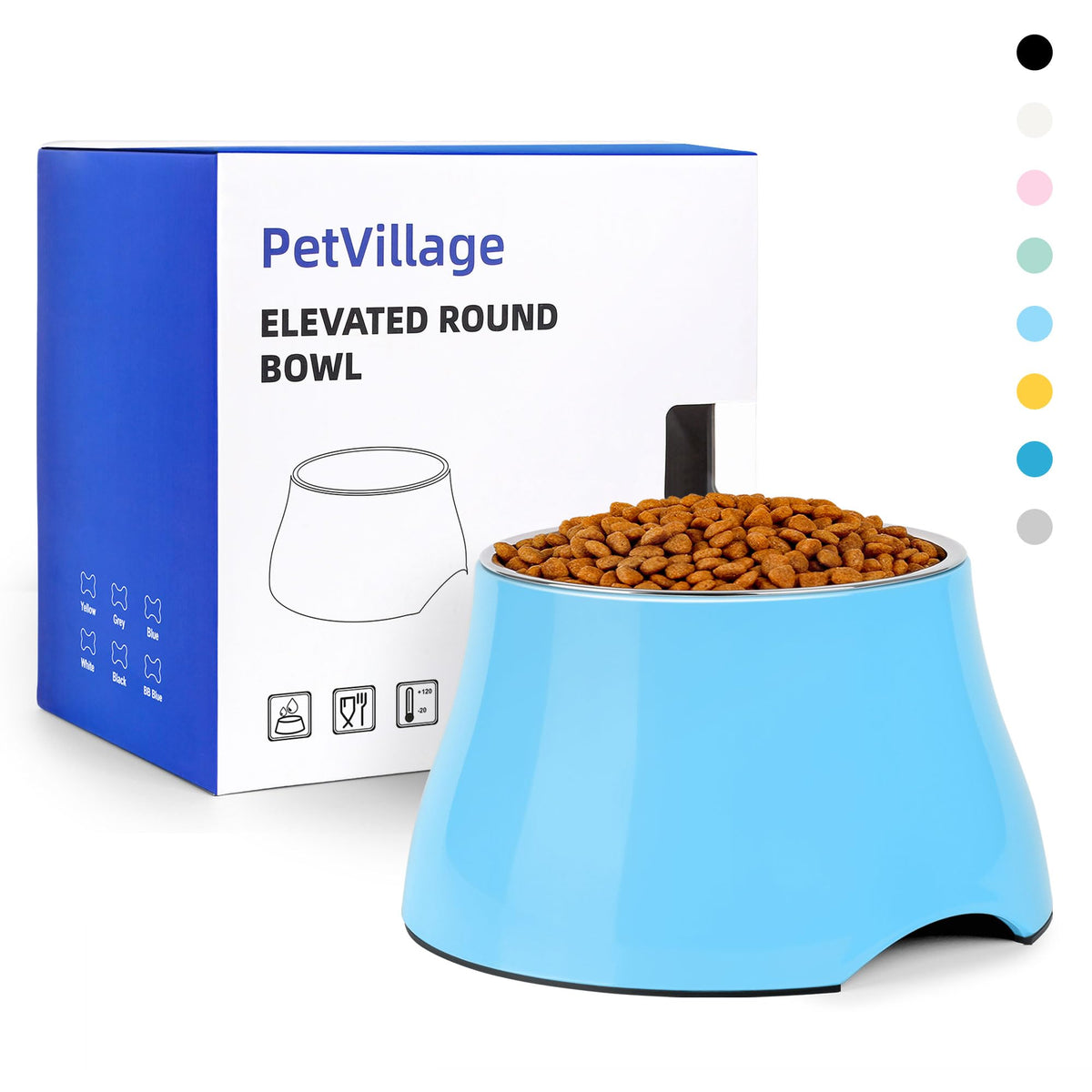 Dog Bowls Cone Friendly Non Slip Single Dog Bowl with Stainless Steel Inner (Small(1 Cup) / Aqua Blue)