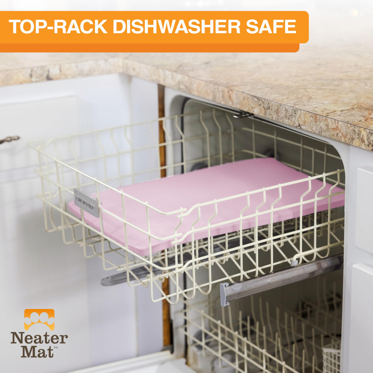 Neater Mat Pet Mats for Food and Water (19"L x 12"W / Light Pink)