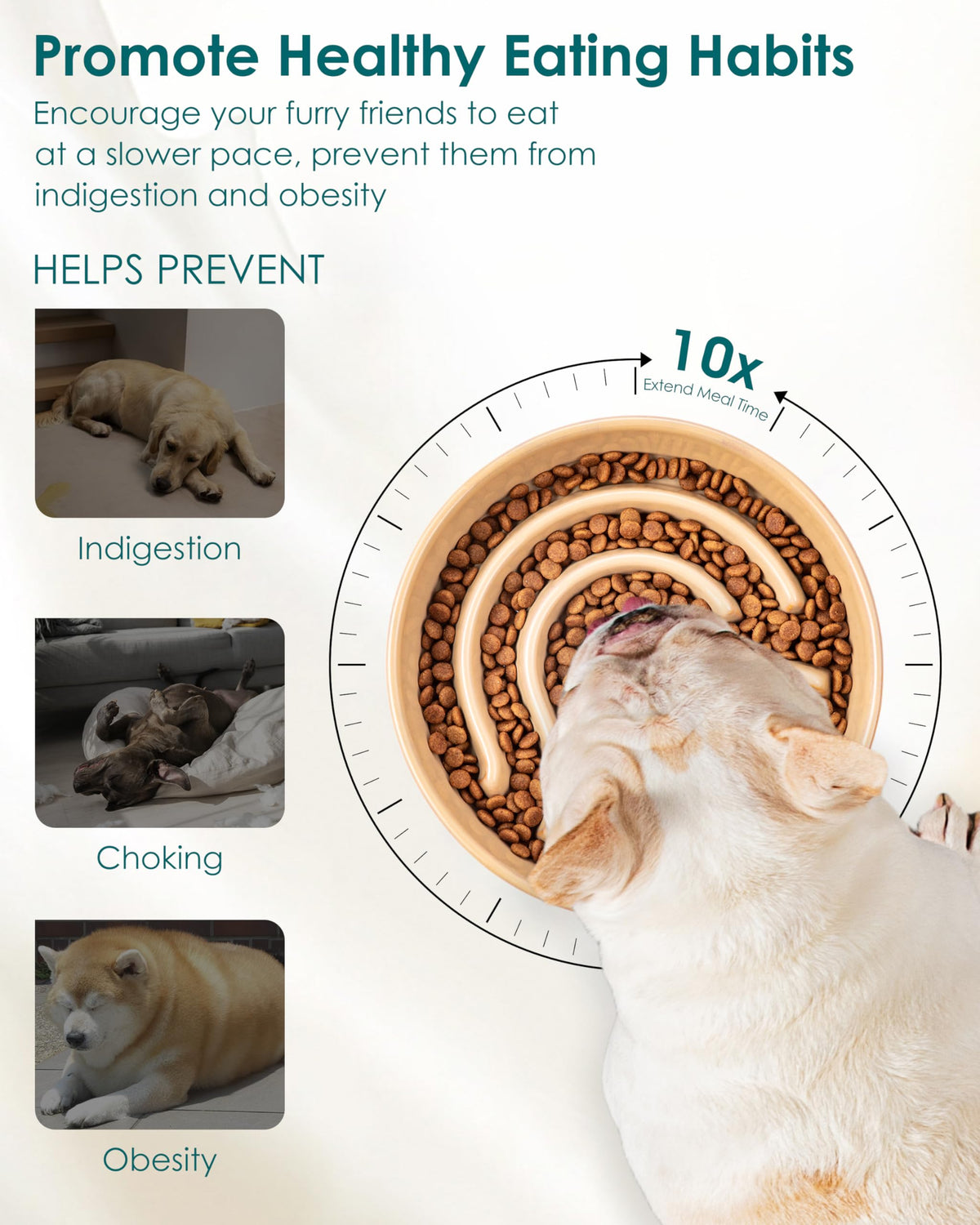 Slow Feeder Dog Bowl (Brown / 0.6 Cups)