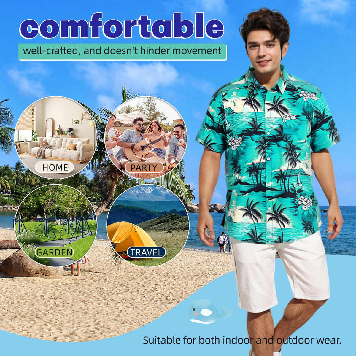 Dog Shirts Hawaii Dog Clothes for Small Medium Large Dogs Owner and Pet Shirts are Sold Separately (XL-(51.18"Bust)-for Human / Green Only for Human)