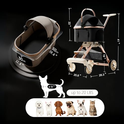All Terrain Pet Stroller for Small Medium Dogs & Cats (Beige / Small)