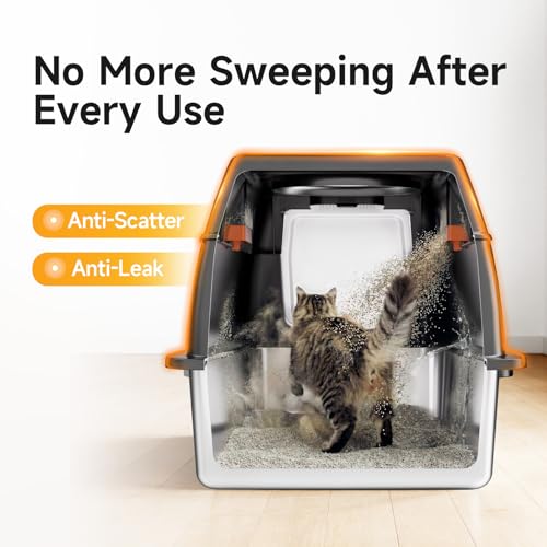 XL Enclosed Stainless Steel Litter Box with Mat