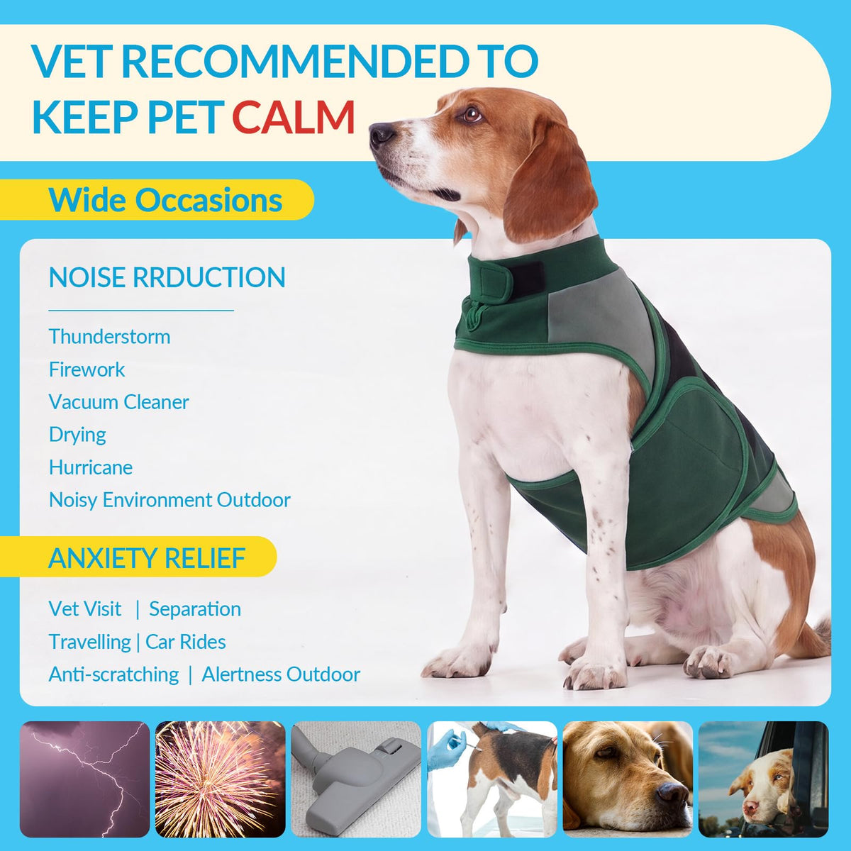 Pet Anxiety Vest Jacket (Green / 2XL(Chest:35.4"-41.3"))