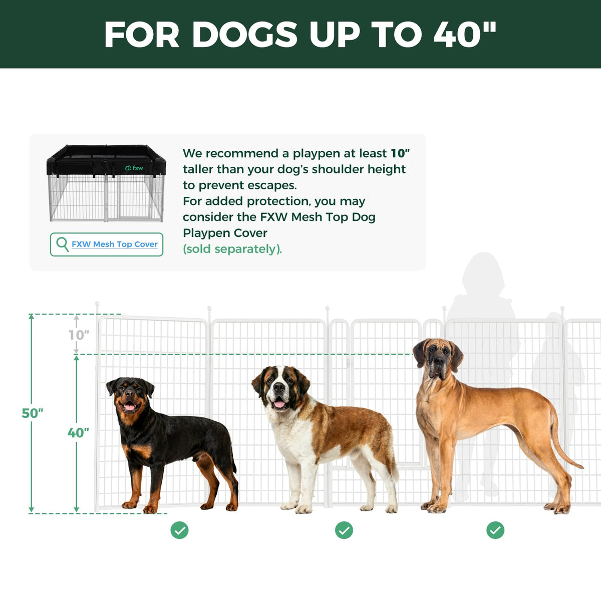 Rollick Dog Playpen (White / 50"H)