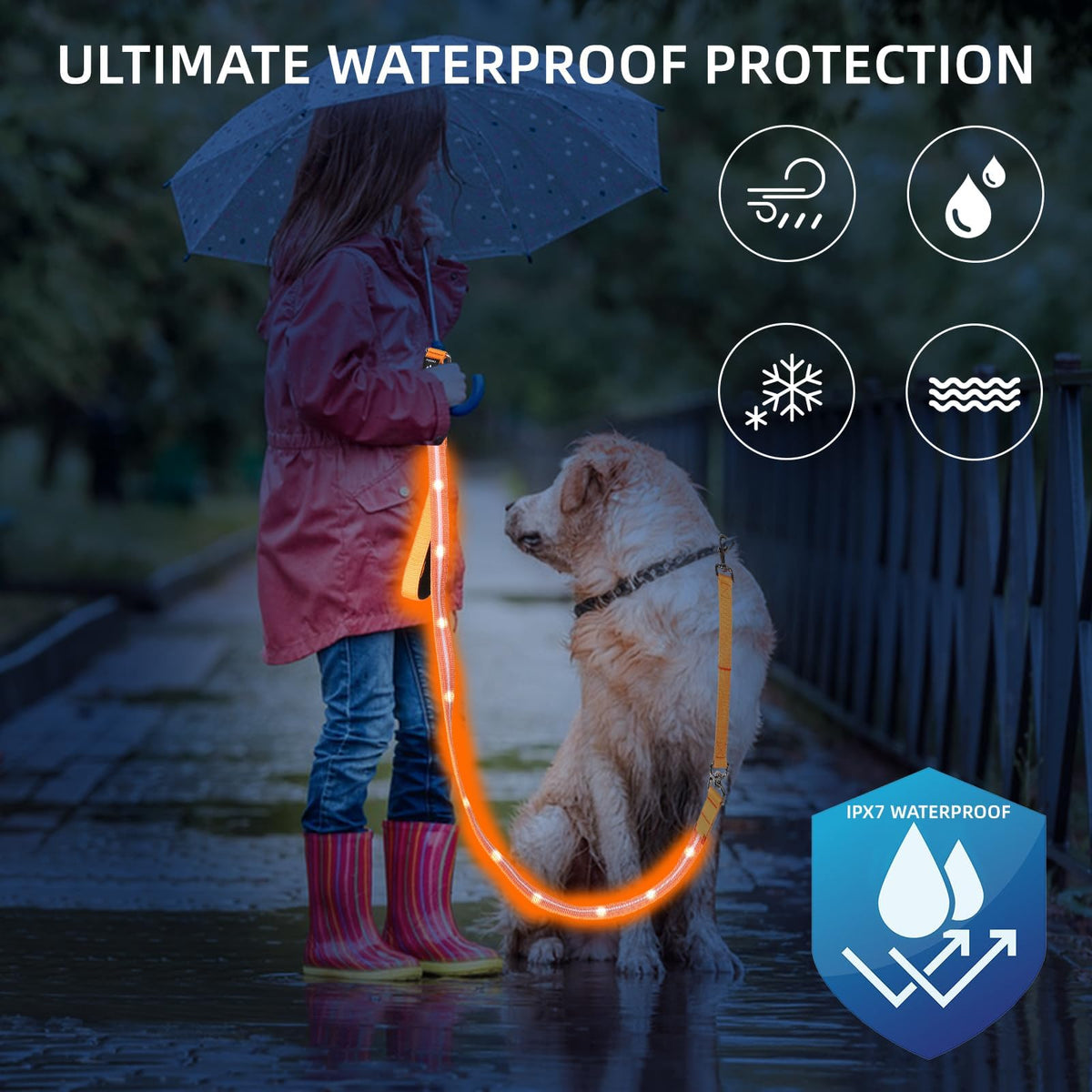 Light up Dog Leash for Night Walking (6 FT / Pink)