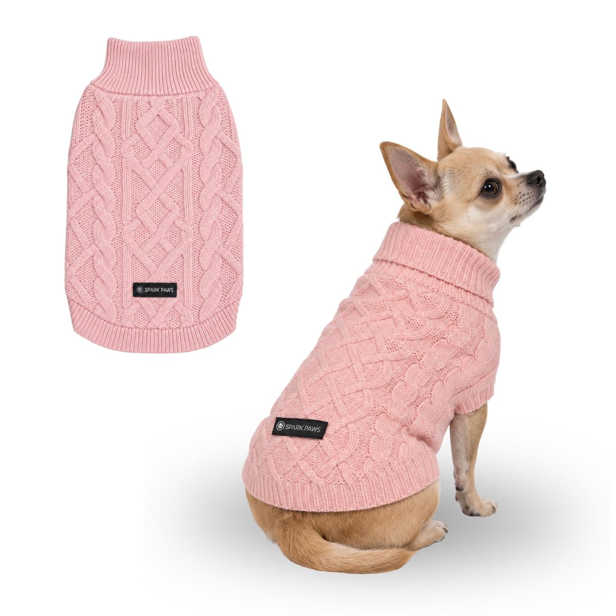 Knit Dog Sweater (Pink Cableknit / Small)