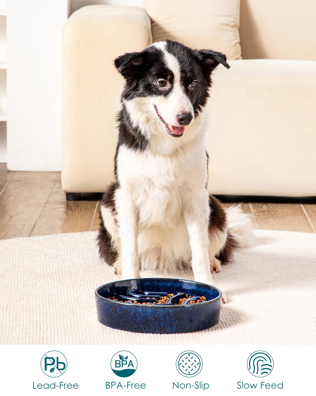 Slow Feeder Dog Bowl (Blue / 3 Cups)