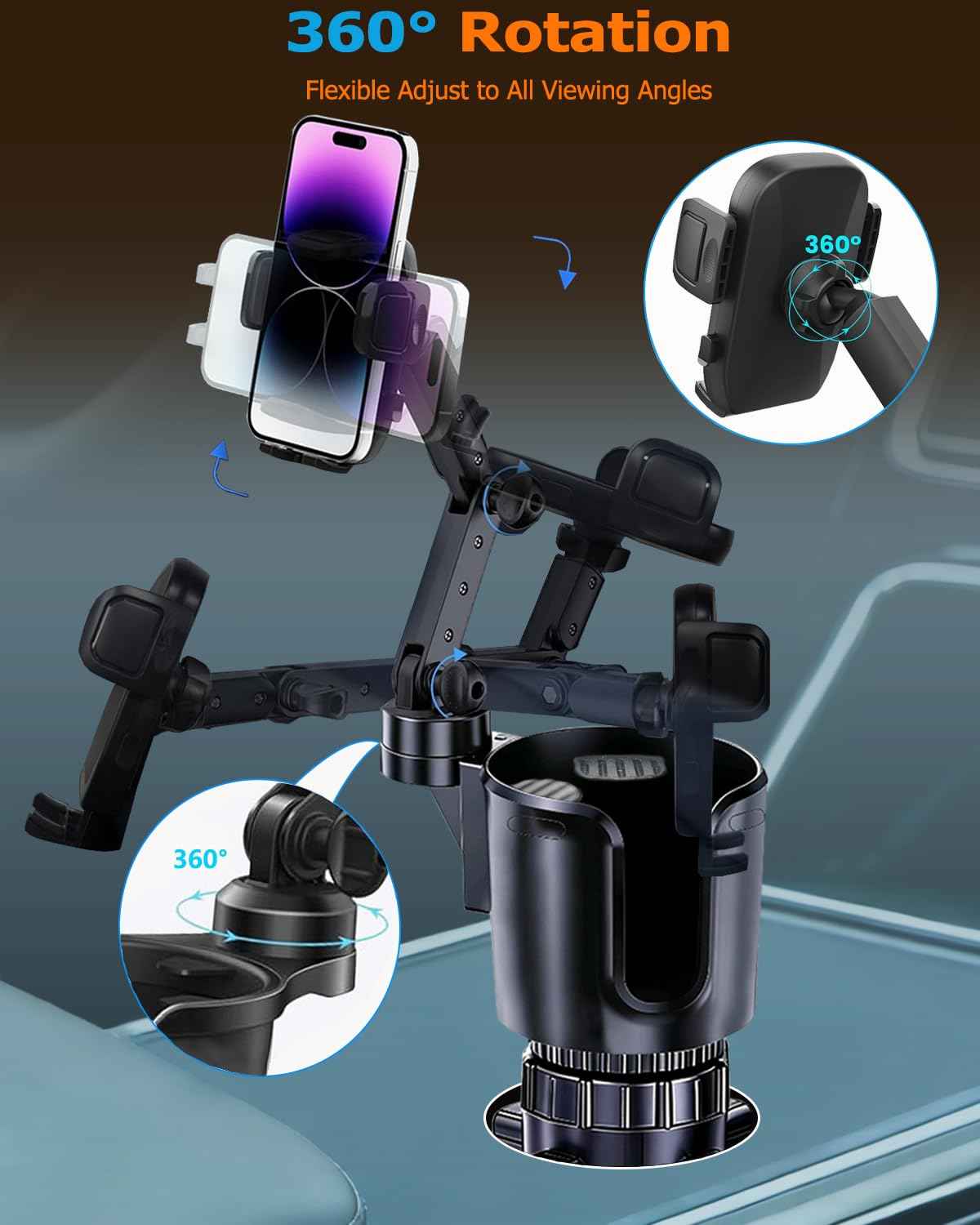 Cup Phone Holder for Car (Black)