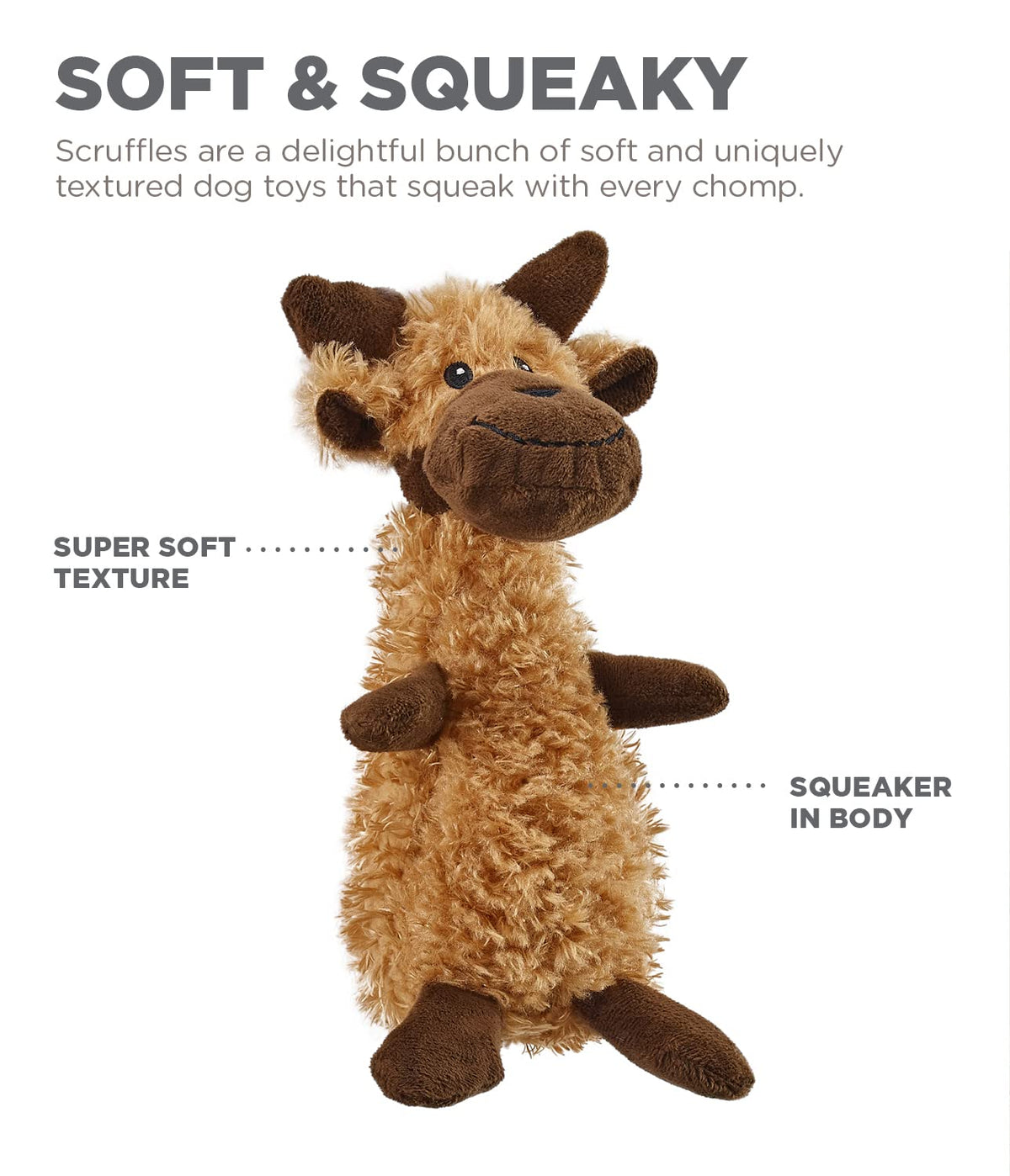 Scruffles Moose Plush Squeaky Dog Toy
