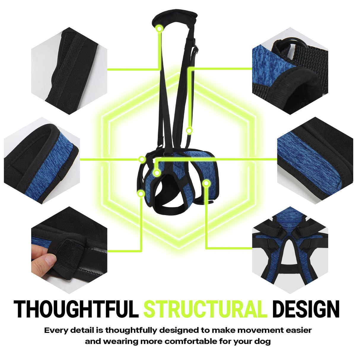 Dog Lift Harness (L / Blue)