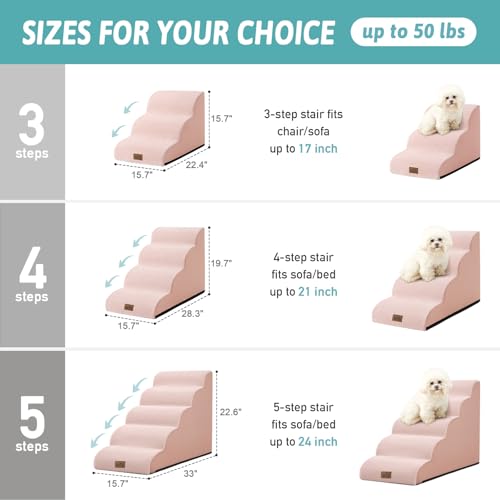 Dog Stairs for Small Dog 19.7" H (Pink / Standard:15.7"x28.3"x19.7")