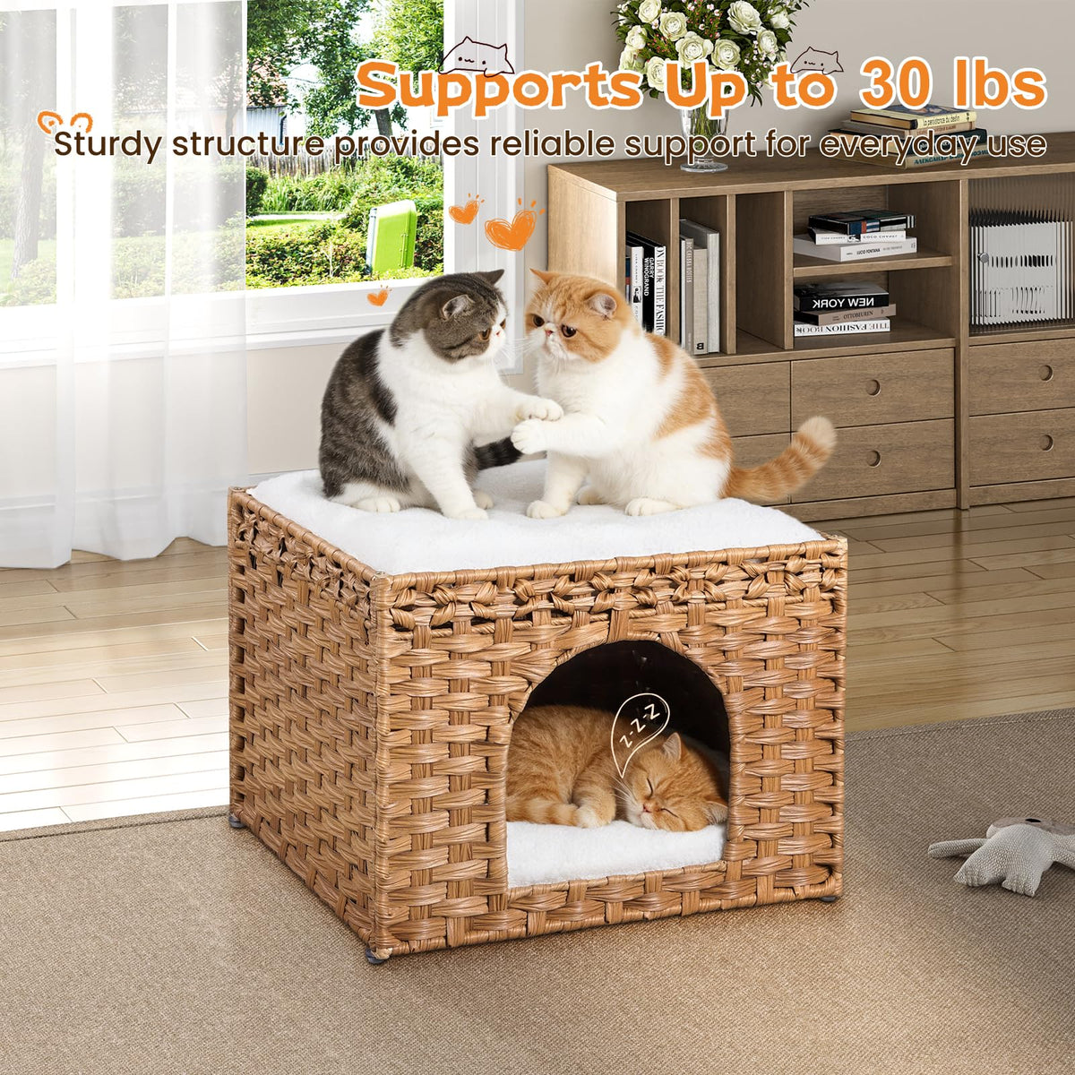 Handwoven Rattan Cat House (Natural)