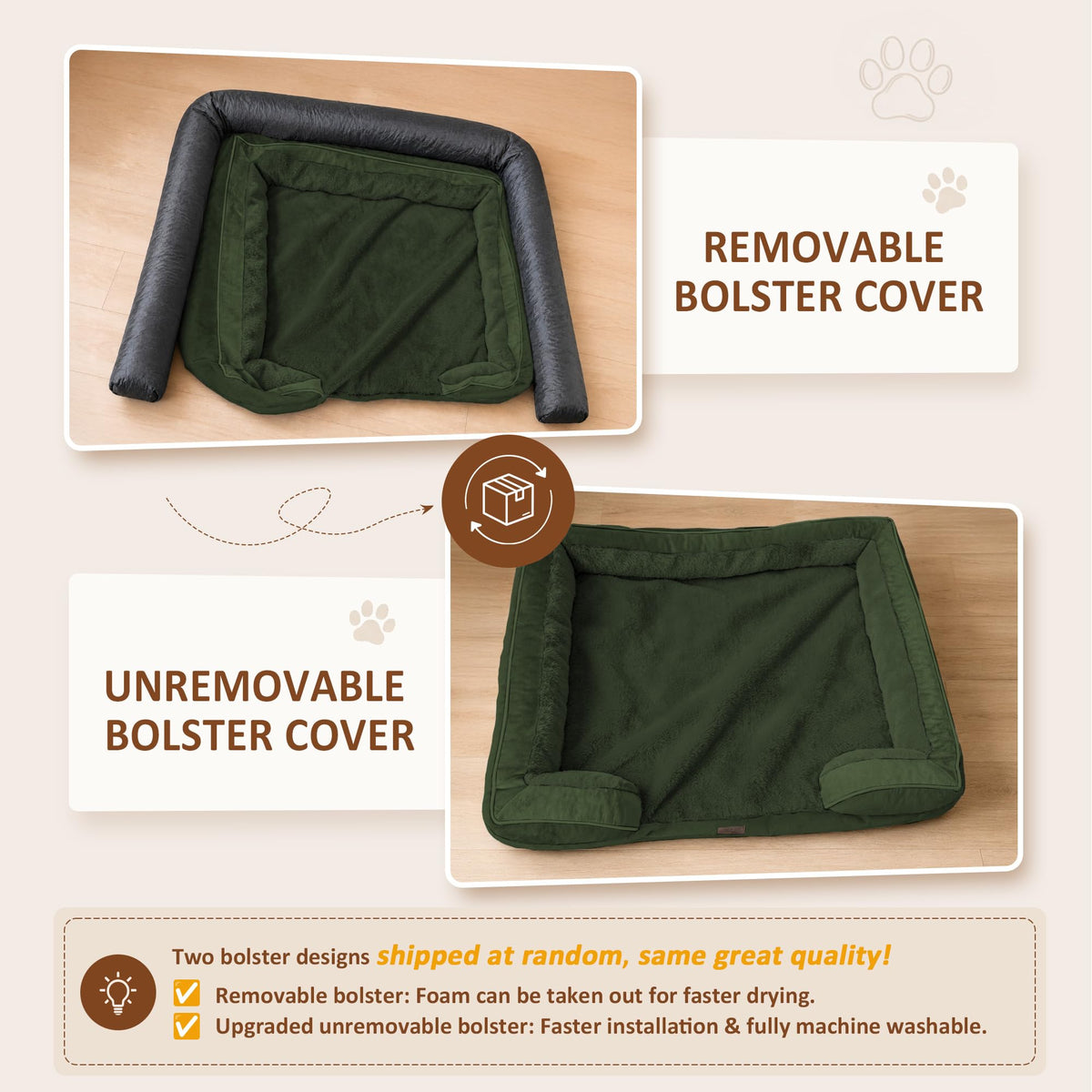 Waterproof Orthopedic Dog Beds for Extra Large Dog (45.0"L x 35.0"W x 8.5"Th / Olive Green)