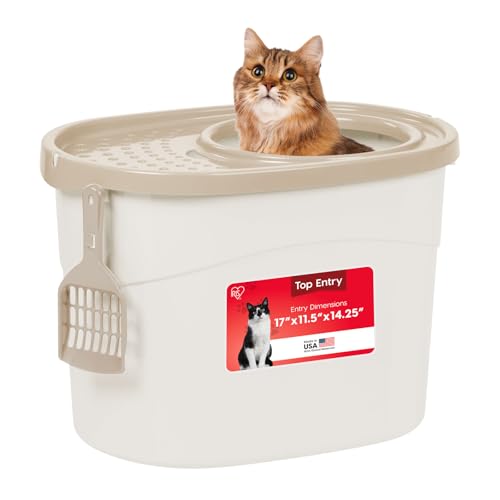 Top Entry Cat Litter Box (Oval / White w/ Scoop)