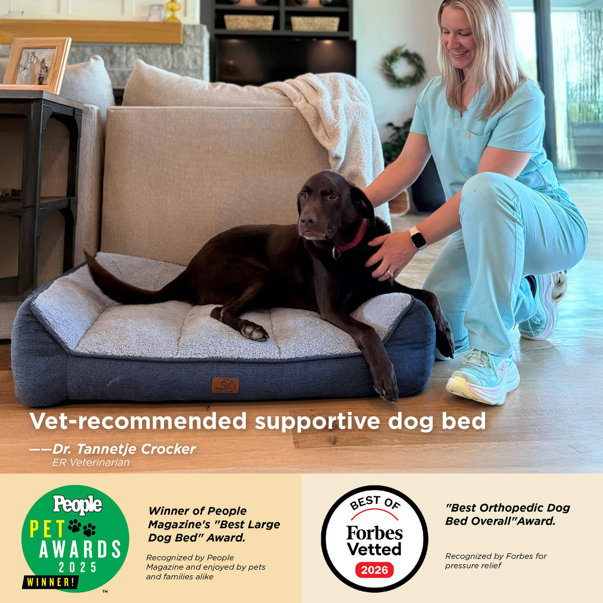 SupportMax® Self Warming Orthopedic Dog Beds Large Sized Dog (Self Warming Brown / 38"l X 28"w X 8.5"th)