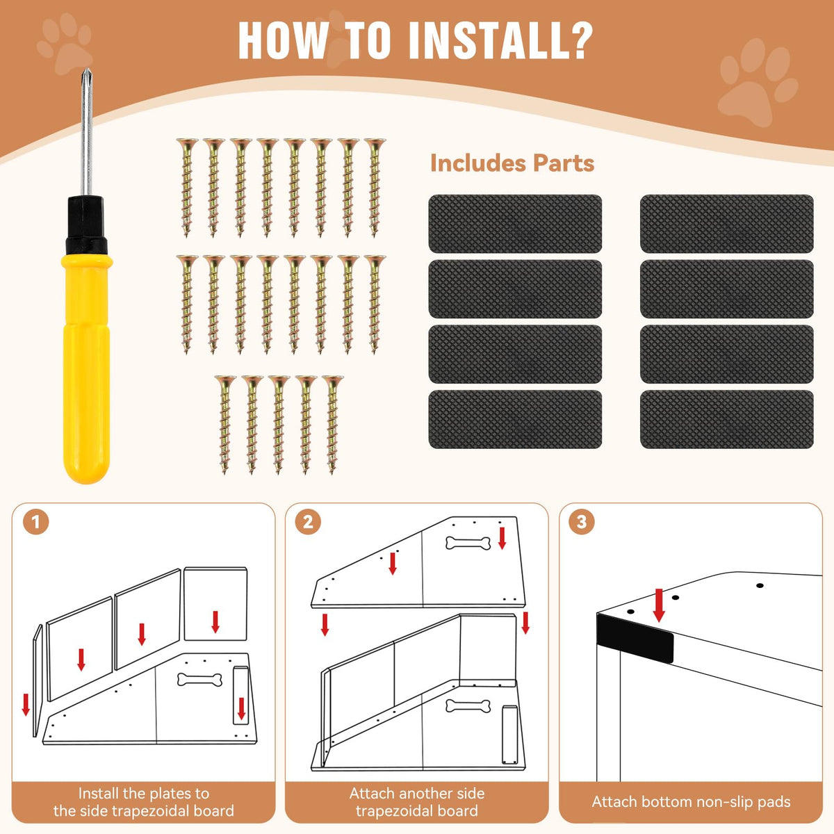 Dog Ramp for Small Dogs with Non (Walnut)