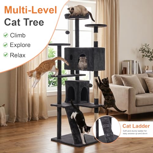 70" Cat Tree Tower (Dark Gray)