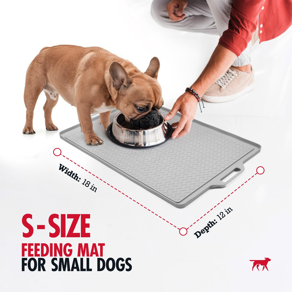18x12 Small Dog Feeding Mat for Food and Water (Gray / Small - 18" x 12")