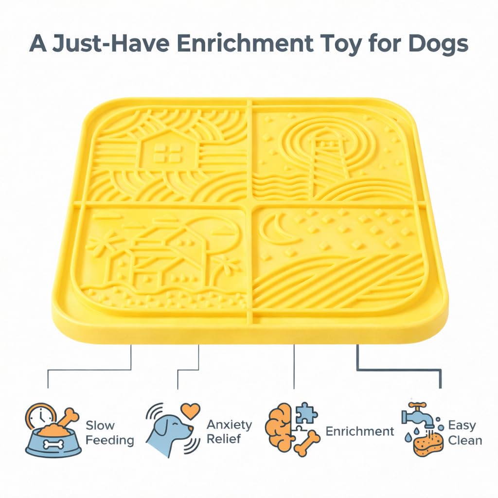 Dog Lick Mat with Suction Cups (Yellow)