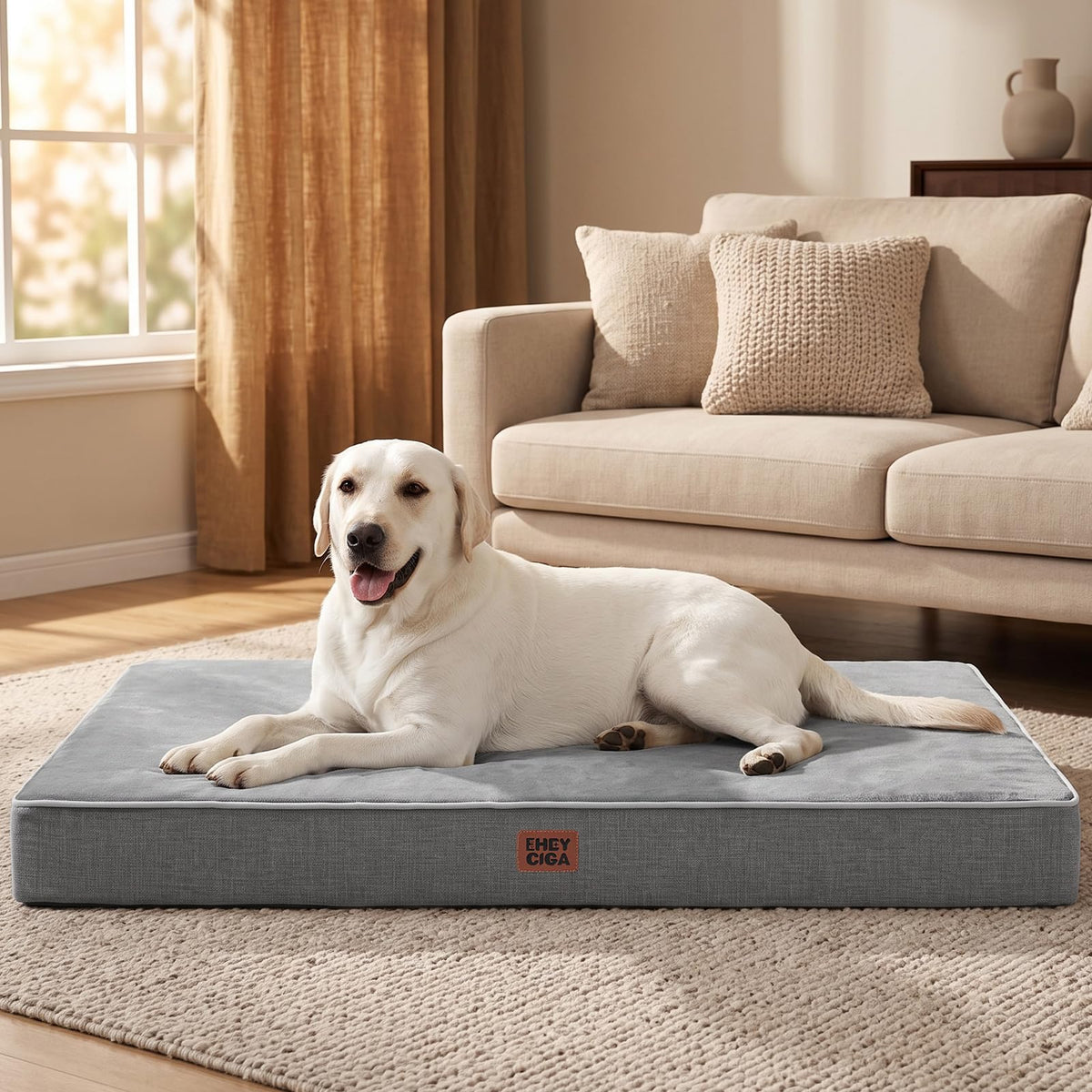 Extra Large Waterproof Dog Bed Mat Washable (Grey / 44*32*3.5 Inches)