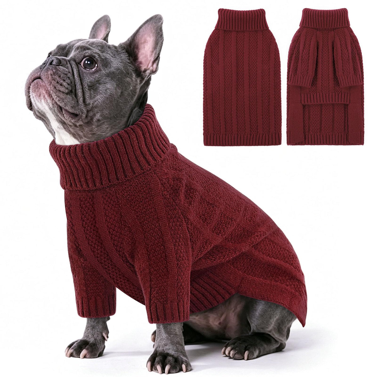 Dog Sweaters for Large Dogs (Large / Wine-Red)