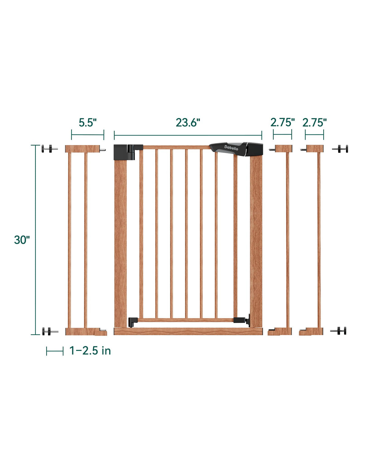 26 40 in Pressure Mounted Baby Gate for Stairs (Brown Wood Pattern / 30"Tall 26"-40" Wide)
