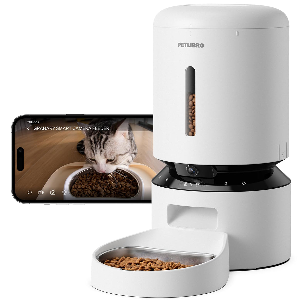 Automatic Cat Feeder with Camera (White / 5l-camera)