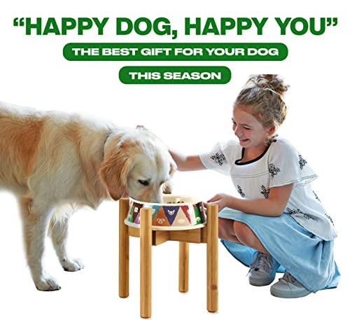 Dog Bowl Stand for Large Dogs (For Large Dogs - 14 inch Height / Bamboo)